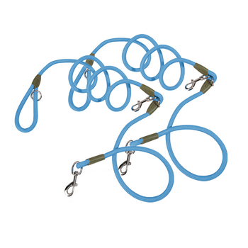 2X 220cm Multifunction Hands-Free Rope Pet Cat Dog Puppy Double Ended Leash for Walking Training Tracking Obedience Blue image