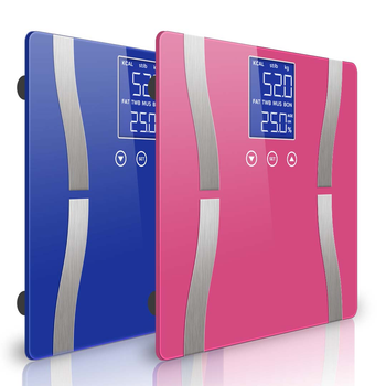 2X Glass LCD Digital Body Fat Scale Bathroom Electronic Gym Water Weighing Scales Blue/Pink image