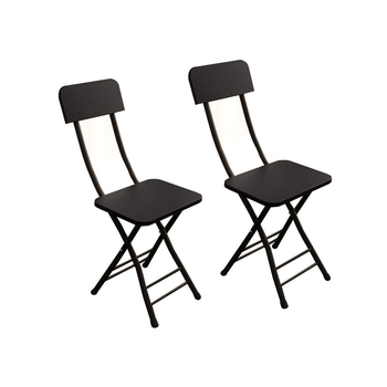 Black Foldable Chair Space Saving Lightweight Portable Stylish Seat Home Decor Set of 2 image