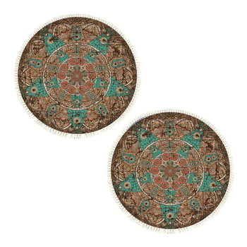 2X 90cm Mandala Round Area Thick Anti-slip Doormat, Home Decor image