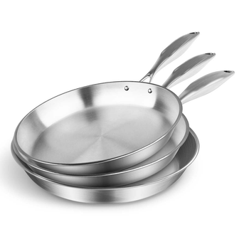 3X Stainless Steel Fry Pan Frying Pan Top Grade Induction Skillet Cooking FryPan image
