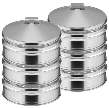 2X 3 Tier Stainless Steel Steamers With Lid Work inside of Basket Pot Steamers 28cm image
