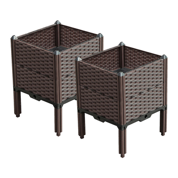 2X 40cm Raised Planter Box Vegetable Herb Flower Outdoor Plastic Plants Garden Bed with Legs Deepen image