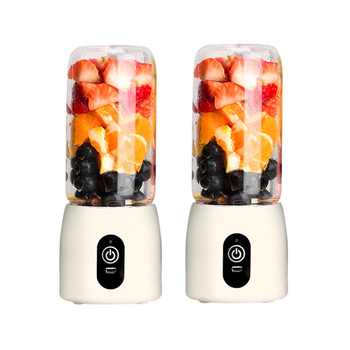 2X Portable Mini USB Rechargeable Handheld Juice Extractor Fruit Mixer Juicer White image