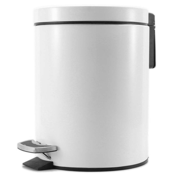 Foot Pedal Stainless Steel Rubbish Recycling Garbage Waste Trash Bin Round 7L White image