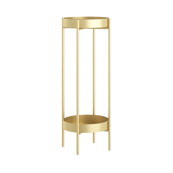 2 Layer 80cm Gold Metal Plant Stand Flower Pot Holder Corner Shelving Rack Indoor Display image