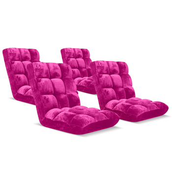 4X Floor Recliner Folding Lounge Sofa Futon Couch Folding Chair Cushion Pink image