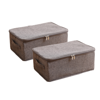 2X Coffee Small Portable Double Zipper Storage Box Moisture Proof Clothes Basket Foldable Home Organiser image