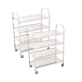2X 4 Tier 950x500x1220 Stainless Steel Kitchen Dining Food Cart Trolley Utility image