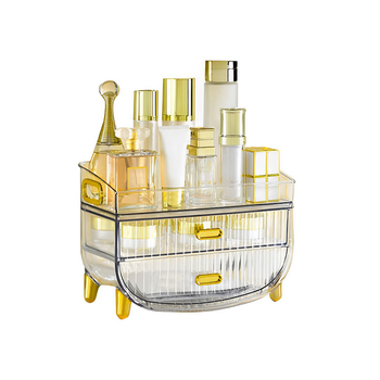 3 Tier Transparent Multifunctional Countertop Cosmetic Storage Makeup Skincare Holder Jewelry Cabinet Bathroom Desk Drawer Vanity Organiser image