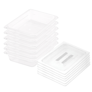 65mm Clear Gastronorm GN Pan 1/2 Food Tray Storage Bundle of 6 with Lid image