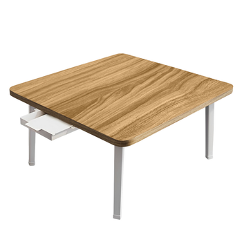 Wood-Colored Portable Floor Table Small Square Space-Saving Mini Desk Home Decor image