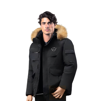 abbee Black 2XL Winter Fur Hooded Down Jacket Stylish Lightweight Quilted Warm Puffer Coat image