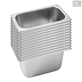 12X Gastronorm GN Pan Full Size 1/3 GN Pan 15cm Deep Stainless Steel Tray image