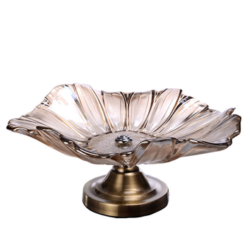Bronze Tulip Crystal Glass Fruit Bowl Candy Holder Countertop Dessert Serving Basket Decor image