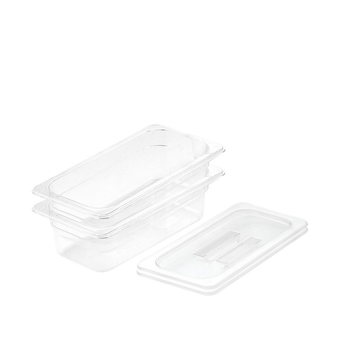 100mm Clear Gastronorm GN Pan 1/3 Food Tray Storage Bundle of 2 with Lid image