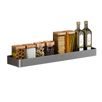 32cm Black Wall-Mounted Rectangular Kitchen Spice Storage Organiser Space Saving Condiments Shelf Rack image