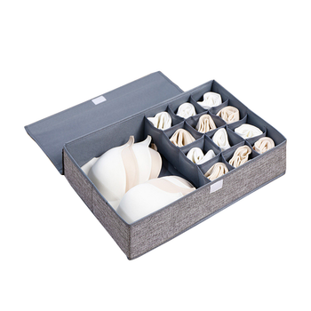 Grey Flip Top Underwear Storage Box Foldable Wardrobe Partition Drawer Home Organiser image