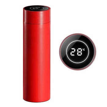 500ML Stainless Steel Smart LCD Thermometer Display Bottle Vacuum Flask Thermos Red image