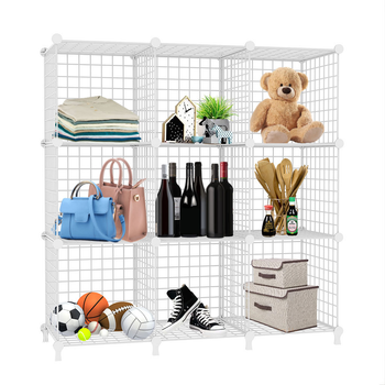 White Portable 9-Cube 3 Column Storage Organiser Foldable DIY Modular Grid Space Saving Shelf image