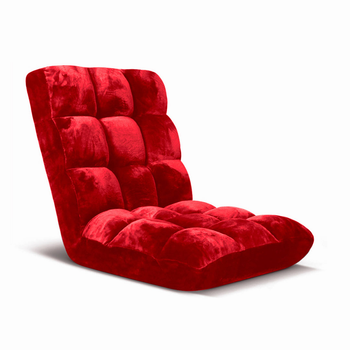 Floor Recliner Folding Lounge Sofa Futon Couch Folding Chair Cushion Red image