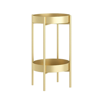 2 Layer 50cm Gold Metal Plant Stand Flower Pot Holder Corner Shelving Rack Indoor Display image