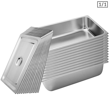 12X Gastronorm GN Pan Full Size 1/1 GN Pan 15cm Deep Stainless Steel Tray With Lid image