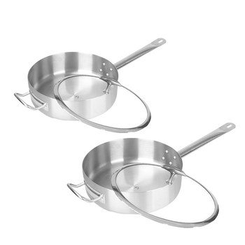 2X 30cm Stainless Steel Saucepan Sauce pan with Glass Lid and Helper Handle Triple Ply Base Cookware image