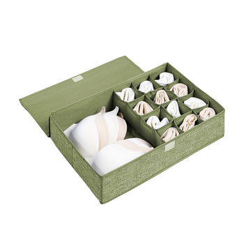 Green Flip Top Underwear Storage Box Foldable Wardrobe Partition Drawer Home Organiser image