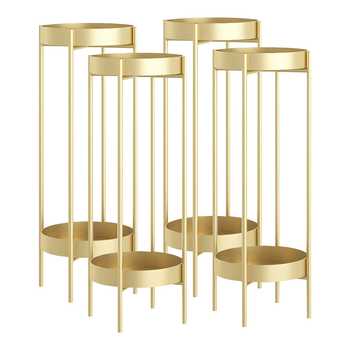4X 2 Layer 80cm Gold Metal Plant Stand Flower Pot Holder Corner Shelving Rack Indoor Display image