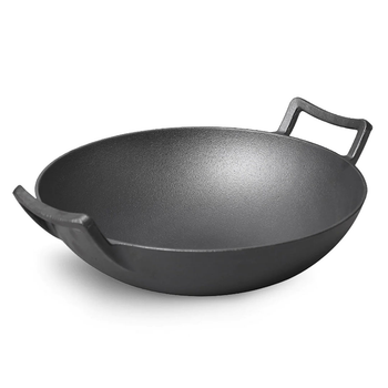 32cm Commercial Cast Iron Wok FryPan Fry Pan with Double Handle image