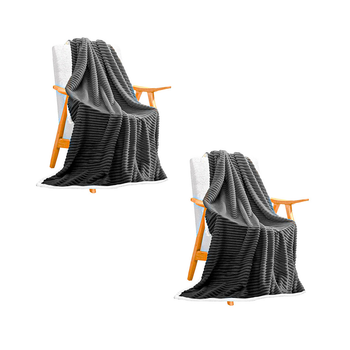 2X Grey Throw Blanket Warm Cozy Double Sided Thick Flannel Coverlet Fleece Bed Sofa Comforter image