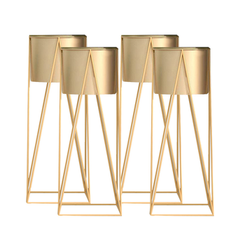 4X 70cm Gold Metal Plant Stand with Gold Flower Pot Holder Corner Shelving Rack Indoor Display image