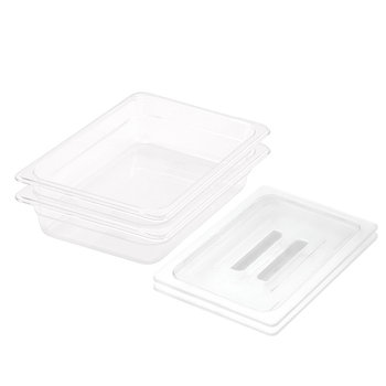 65mm Clear Gastronorm GN Pan 1/2 Food Tray Storage Bundle of 2 with Lid image