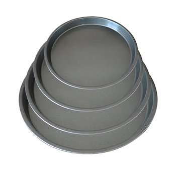 Round Black Steel Non-stick Pizza Tray Oven Baking Plate Pan Set image