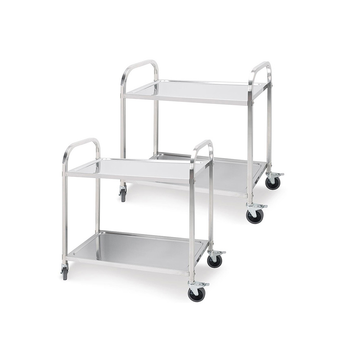 2X 2 Tier 75x40x83.5cm Stainless Steel Kitchen Dinning Food Cart Trolley Utility Small image