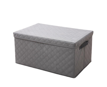 Large Grey Non-Woven Diamond Quilt Grid Fabric Storage / Organizer Box image
