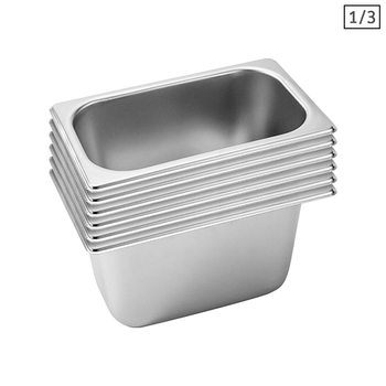 6X Gastronorm GN Pan Full Size 1/3 GN Pan 15cm Deep Stainless Steel Tray image