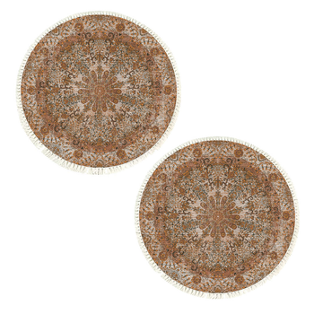 2X 120cm Mandala Pattern Circle Area Rugs for Living Room Lounge, Anti-slip Doormat, Home Decor image