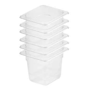 150mm Clear Gastronorm GN Pan 1/6 Food Tray Storage Bundle of 6 image
