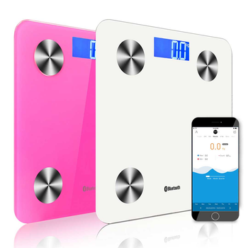 2X Wireless Bluetooth Digital Body Fat Scale Bathroom Health Analyser Weight White/Pink image