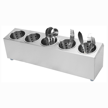 18/10 Stainless Steel Commercial Conical Utensils Cutlery Holder with 5 Holes image