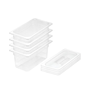 100mm Clear Gastronorm GN Pan 1/3 Food Tray Storage Bundle of 4 with Lid image
