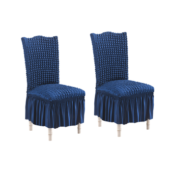 2X Blue Chair Cover Seat Protector with Ruffle Skirt Stretch Slipcover Wedding Party Home Decor image