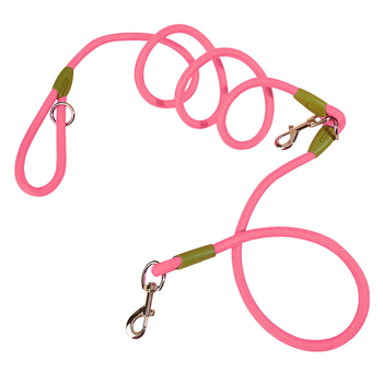 220cm Multifunction Hands-Free Rope Pet Cat Dog Puppy Double Ended Leash for Walking Training Tracking Obedience Pink image