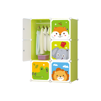 6 Cubes Animal Design Portable Wardrobe Divide-Grid Modular Storage Organiser Foldable Closet image