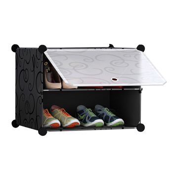 2 Tier Shoe Rack Organizer Sneaker Footwear Storage Stackable Stand Cabinet Portable Wardrobe with Cover image