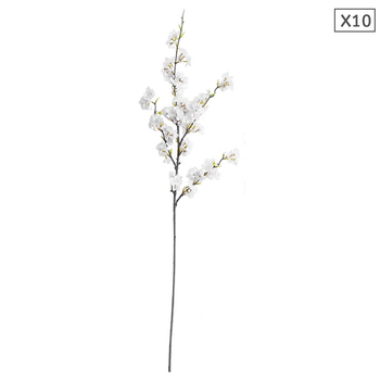 10X Artificial Silk Flower Fake Cherry Blossom Bouquet Table Decor White image