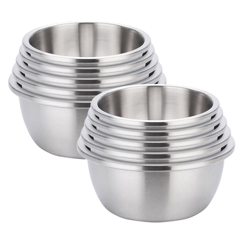 2X 5Pcs Deepen Matte Stainless Steel Stackable Baking Washing Mixing Bowls Set Food Storage Basin image