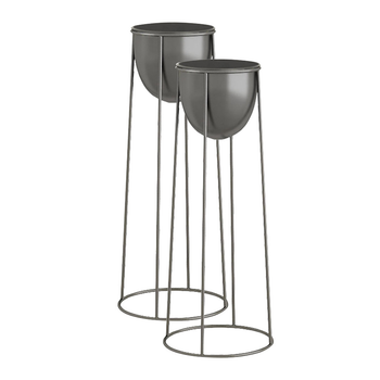 2X 70cm Round Wire Metal Flower Pot Stand with Black Flowerpot Holder Rack Display image